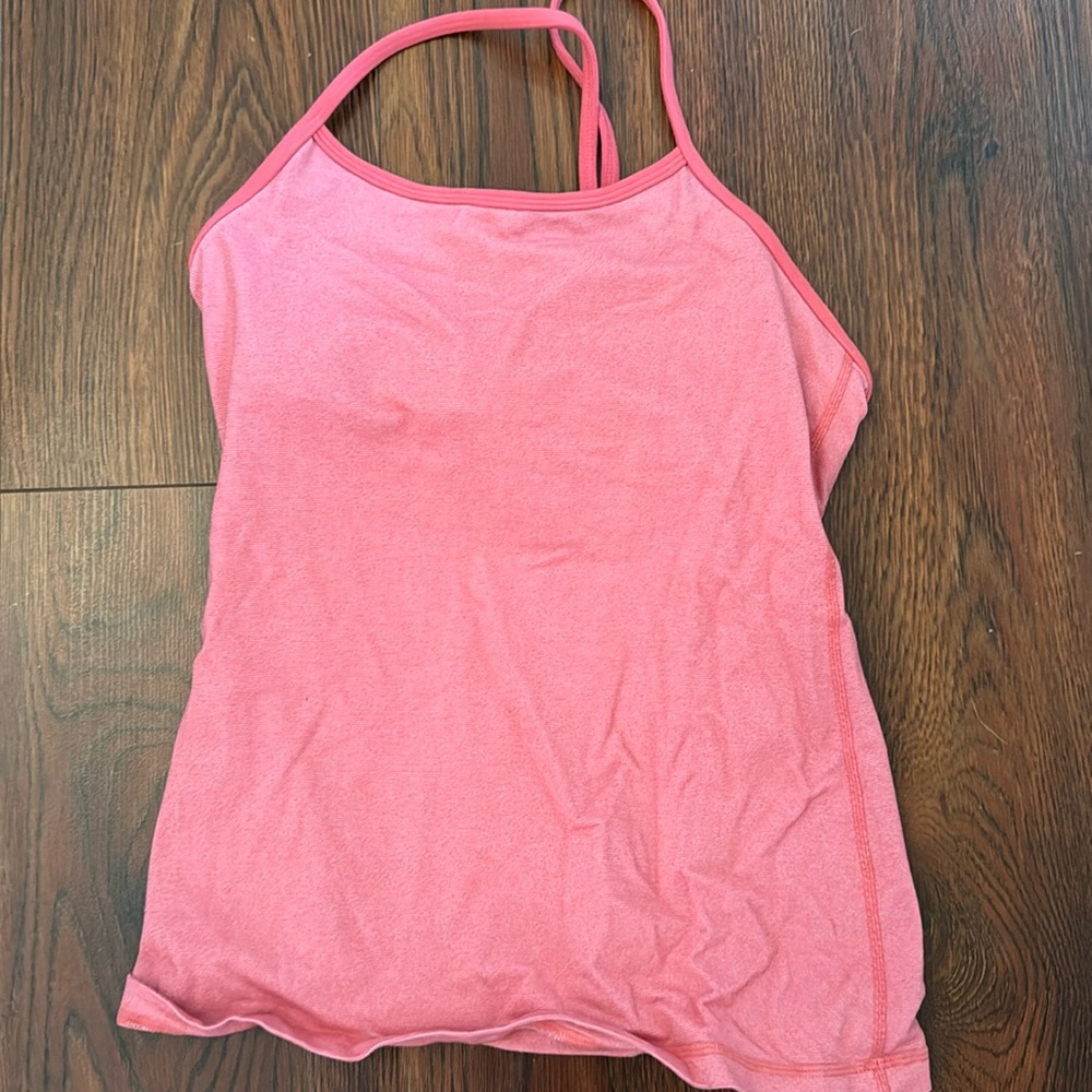 Lululemon Pink Striped Power Y Tank